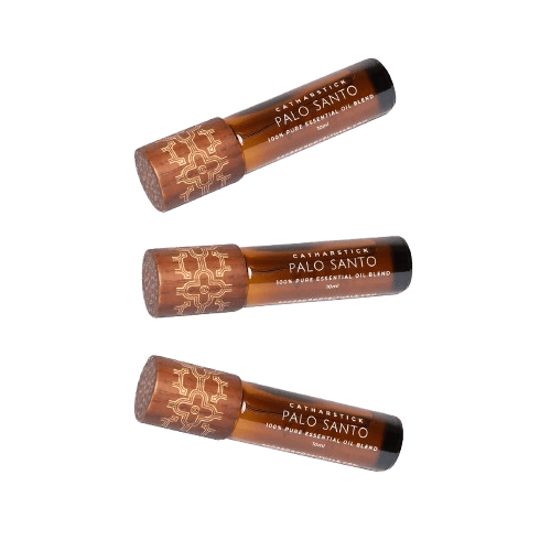 Catharsis Ritual Trio – 3x Palo Santo Aromatherapy Rollerballs for Tension, Clarity & Mood Support - Sacred Body Rituals