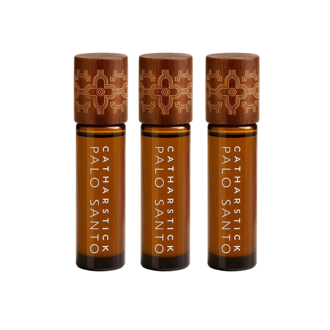 Catharstick Ritual Trio Bundle – 3x Palo Santo Aromatherapy Rollerballs for Tension, Clarity & Mood Support